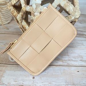 TIME AND TRU - LEATHER WOVEN CLUTCH WALLET